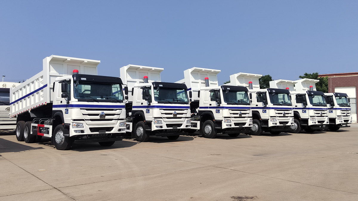 サウジアラビアの顧客がHOWO製20トンダンプトラックを検査している。