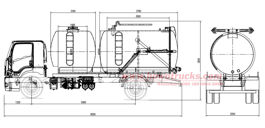 HOWO NX combined water jetting vacuum truck technical drawing HOWO NX combined water jetting vacuum truck technical drawing